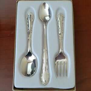 1881 Rogers 1959 Flirtation Baby Silverplate Flatware Utensils Set  Monogram A